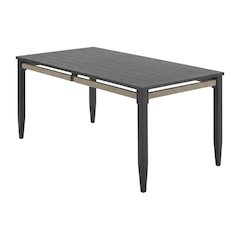Aluminum Rectangular Dining Table In Charcoal Finish With Modern Style