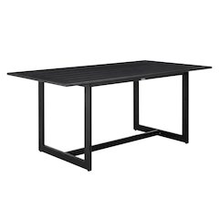 Black Outdoor Patio Dining Table With Aluminum Frame And Modern Design