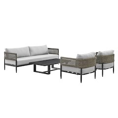 Alegria Aluminum and Rope Outdoor Sofa in Black and Gray
