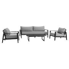 Cayman Aluminum Outdoor Sofa in Black and Dark Gray