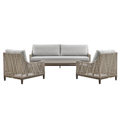 Grenada Wicker and Aluminum Outdoor Sofa in Brown with Gray Cushions