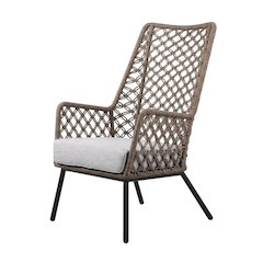 Gray Outdoor Lounge Chair With Removable Cushion, Water And Uv Resistant
