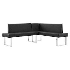 Black Outdoor Corner Sofa With Polyurethane Upholstery For Patio Lounge