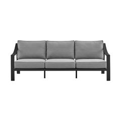 Mongo 4 Piece Outdoor Patio Furniture Set in Black Aluminum with Grey Cushions
