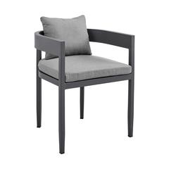 Argiope Outdoor Patio 7-Piece Dining Table Set in Aluminum with Grey Cushions