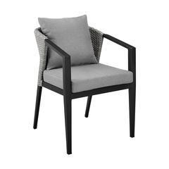 Aileen Outdoor Patio Dining Chairs in Aluminum and Wicker - Set of 2