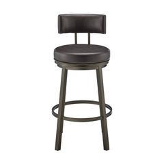 Dalza Swivel Counter or Bar Stool in Mocha Finish with Brown Faux Leather
