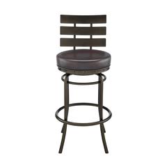 Natya Swivel Counter or Bar Stool in Mocha Finish with Brown Faux Leather