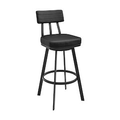 Jinab Swivel Counter or Bar Stool in Faux Leather and Metal