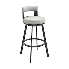Lynof Swivel Counter or Bar Stool in Faux Leather and Metal
