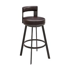 Lynof Swivel Counter or Bar Stool in Faux Leather and Metal
