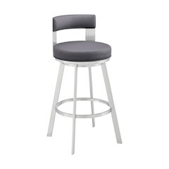 Lynof Swivel Counter or Bar Stool in Faux Leather and Metal