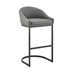 Atherik Bar or Counter Stool in Faux Leather and Metal