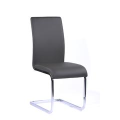 Armen Living Amanda Contemporary Side Chair in Gray Faux Leather and Chrome Finish - Set of 2