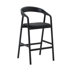 Apache Black Oak Wood and Faux Leather Bar Stool