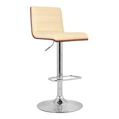 Armen Living Aubrey Barstool Chrome Base finish with Cream Faux Leather and Walnut Back
