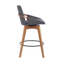 Swivel Counter Stool in Walnut Wood and Faux Leather for Kitchen Use