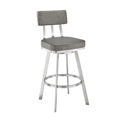 Benjamin Swivel Counter or Bar Stool in Faux Leather and Metal