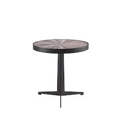 Beka Mid-Century 19 in. Round Maroon End Table with Tempered Glass Top
