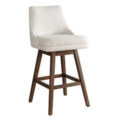 Branson Brown Solid Wood Upholstered 30" Bar Height Swivel Barstool