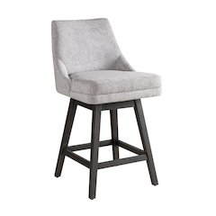 Branson Gray Solid Wood Upholstered 26" Counter Height Swivel Barstool