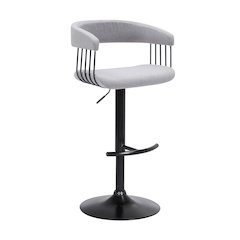 Calista Upholstered Adjustable Bar Stool with Black Metal Base