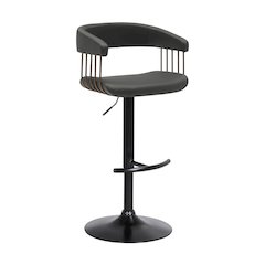 Calista Upholstered Adjustable Bar Stool with Black Metal Base