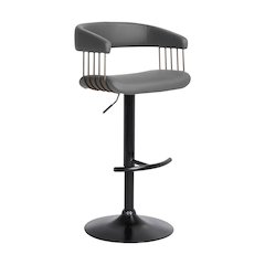 Calista Upholstered Adjustable Bar Stool with Black Metal Base