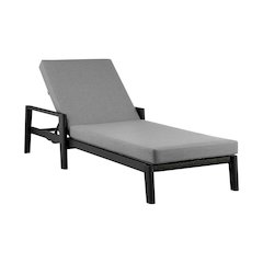 Outdoor Patio Adjustable Chaise Lounge Chair in Aluminum with Gray Cushions