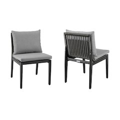 Cayman Outdoor Patio Dining Chairs in Aluminum with Gray Cushions - Set of 2
