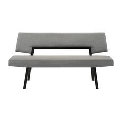 Channell Wood Dining Bench in Black Finish with Charcoal Fabric