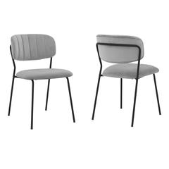 Carlo Grey Velvet and Metal Dining Room Chairs - Set of 2