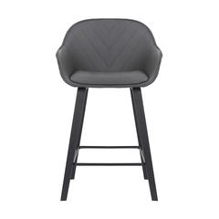 Crimson Faux Leather and Wood Bar and Counter Height Stool in BLACK