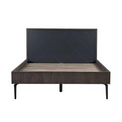 Cross Solid Oak and Metal Queen Platform Bed Frame