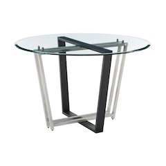 Devi 48" Round Dining Table in Brushed Stainless Steel