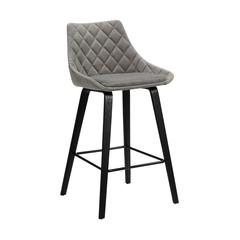 Dani 26" Gray Velvet Swivel Barstool in Black Brushed Wood Finish