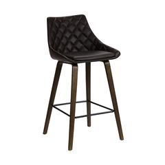 Dani 26" Brown Faux Leather Swivel Barstool in Walnut Glazed Finish