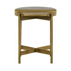 Dua Grey Concrete End Table with Antique Brass, N/A