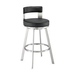 Flynn Swivel Counter or Bar Stool in Faux Leather and Metal