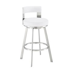 Flynn Swivel Counter or Bar Stool in Faux Leather and Metal
