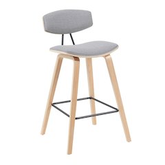 Swivel Counter Height Bar Stool with Grey Upholstered Seat