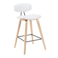 Swivel Counter Height Bar Stool with White Upholstered Seat