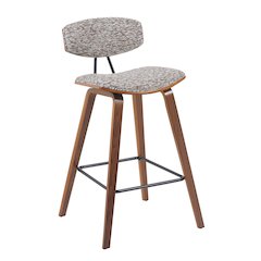 Swivel Counter Height Bar Stool with Speckled Brown Upholstered Seat