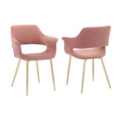 Gigi Pink Velvet Dining Room Chair with Gold Metal Legs