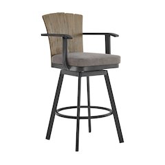 Hazel Outdoor Patio Swivel Counter Stool in Aluminum with Teak Wood