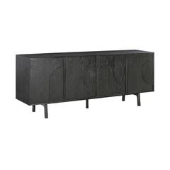 Holland 4 Door Sideboard Buffet in Black Brushed Oak Wood