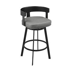 Idris 26" Swivel Counter Stool in Black Iron with Black Walnut Finish