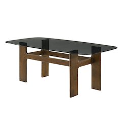 79 in. Rectangle Wood Dining Table in Walnut finish with Tempered Glass Top