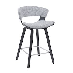 Counter Height Bar Stool in Black Brushed Wood Veneer