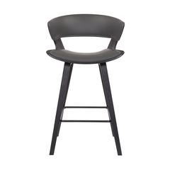 Jagger Modern 26" Wood and Faux Leather Counter Height Bar Stool, BLACK